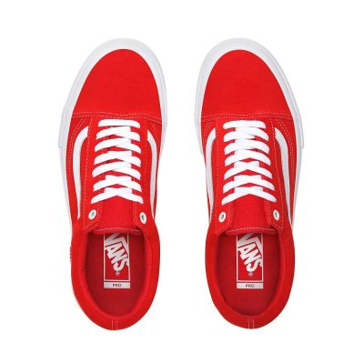 Vans Old Skool Pro Suede - Kadın Kaykay Ayakkabısı (Kırmızı Beyaz)